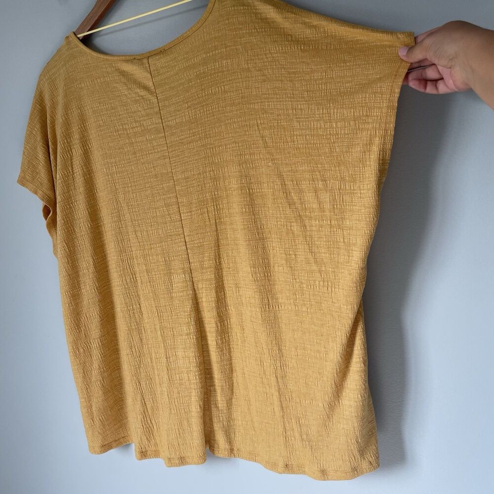 Cable & Gauge Woman Flowy Blouse Top Boho Embroidered Cap Sleeve Yellow Size 3X - Picture 6 of 13